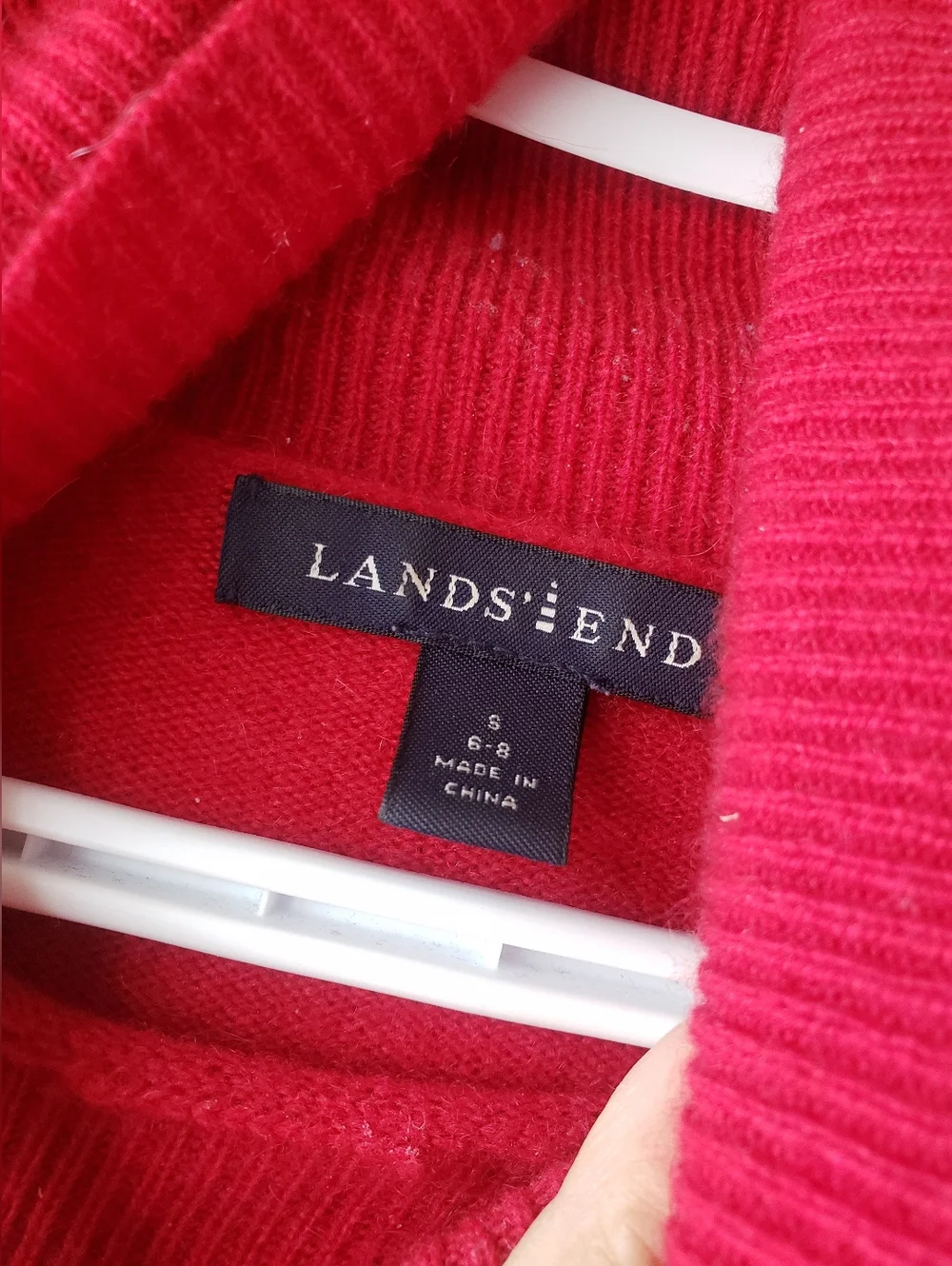 Lands' End 100% Cashmere Red Turtleneck Sweater 6/8 - Picture 5 of 8